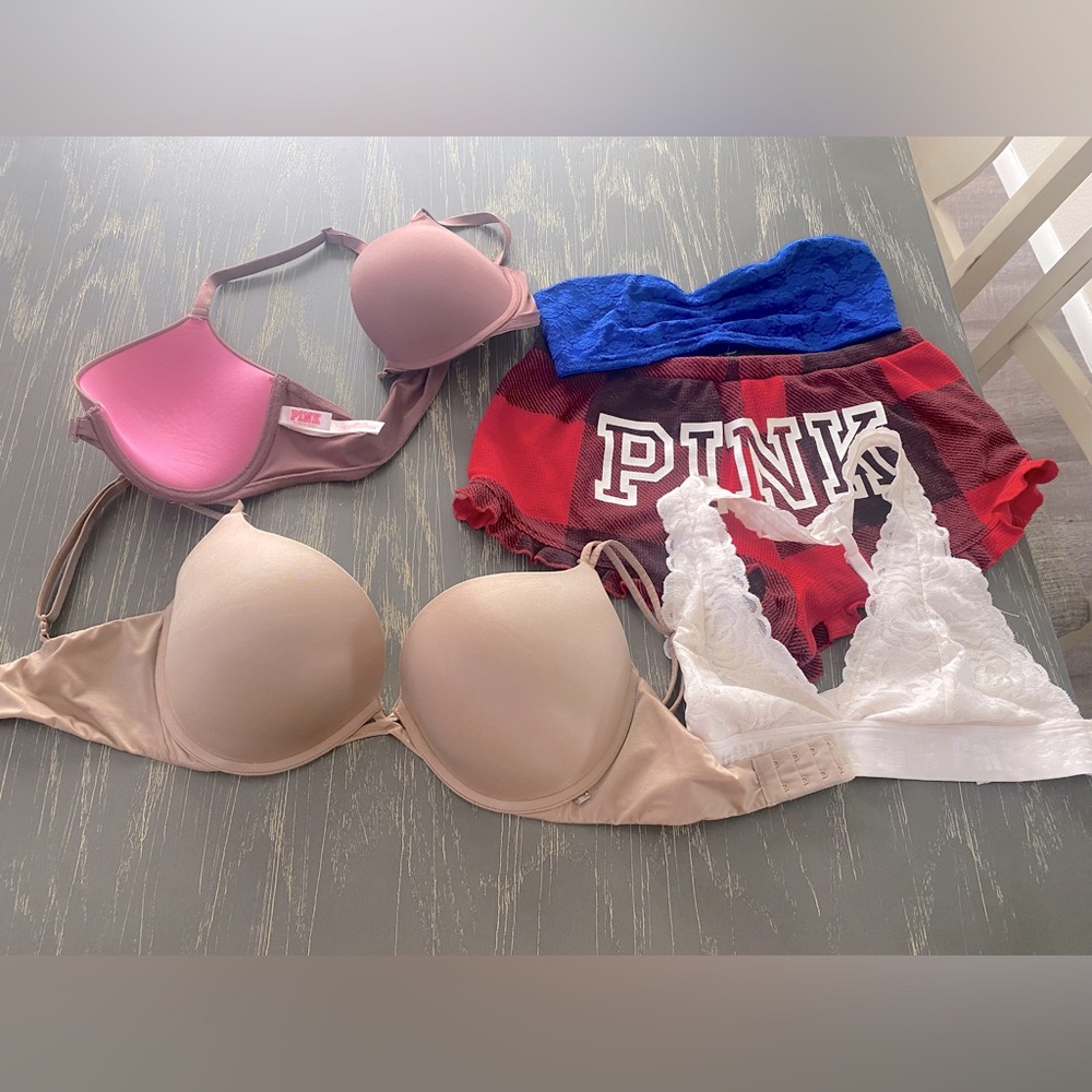 Lot of Victoria’s Secret. 4 bras and one pair of shorts